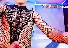 Hot Blue Eyes Sheboy in Ebony Underware Part three doing a Great Live Livecam Show