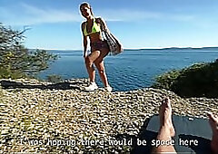 Nudist beach stranger begs for my huge load faceshot in wild POV passion
