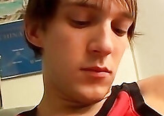 Dashing twink takes his clothes off and strokes his rod