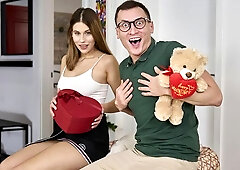 Beautiful doggy style fuck with a long-legged young brunette Amber Slassh