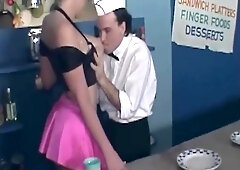 Breasty mother I'd like to fuck Gets Pounded Hard Over Bar Counter
