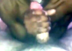 Black bitch swallows white thug cum