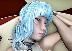 Girl gets off with footjob and big dildo in steamy porn game