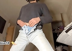 Solo twink enjoys a grizzly bareback masturbation session with gay friend