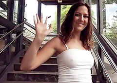 Fake agent, outdoor blowjob, deutsch