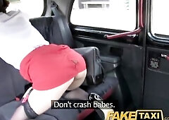 Faketaxi Hawt brunette hair midst older sweethearts in stocking and suspenders