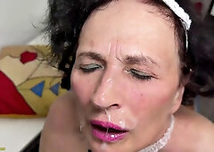 Busty 74-Year-Old Granny Maid Takes Brutal Interracial Pounding