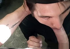 Latino straighty gets cum in mouth sucking