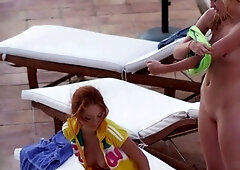 Young blond teen babe masturbates with her toothbrush