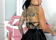 Super hot latina big booty babe in latex lingerie