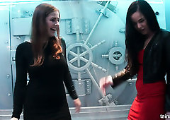 Amazing nymphos expose juicy bums even without taking off clothes