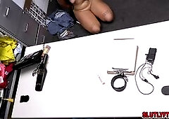 Holly thought she could get away with stealing shoes. Officer Dorian easily catches her with a couple of brand-new sneakers, so he takes her back for 