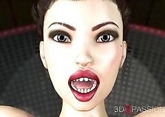 Sci-fi fuck system. Super busty girl and sex machine