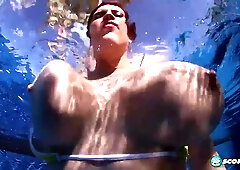 Lovely doll with huge boobs Lana Ivans undressed underwater