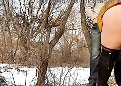 Immoral mother in law pissing with her legs widen wide