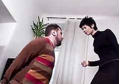 The sadistic Teenage-Mastix Lea does not know any compassion and limitation for its slaves Joschi to anguish. It need to kneel on the ground and a cig