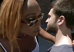 Big-tittied dude and his bearded partner make love in sauna