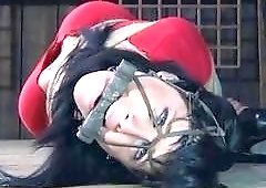 Busty brunette has bondage action with master BDSM fetish porn