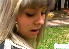 Sammy 18 is a sexy and naughty latina teen, and she goes outdoors and finds a boyfriend who she can suck and fuck while still being in public.  She da