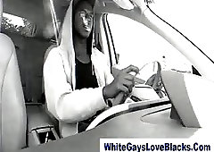 Ebony Guy Giving Head Outdoor