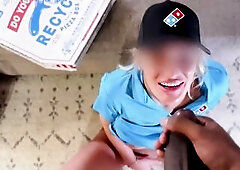 Pizza Delivery Gal Gets A Large Ebony Sausage And Her Face Overspread In Cum