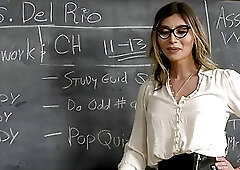 Big-Tits tranny teacher Korra Del Rio sucks and anal rides dick