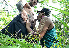 Outdoor delight with Markus Kage and Wes Myers in the woods