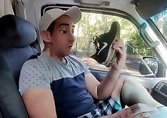 Friends in sheer socks masturbate together and enjoy gay cum explosion