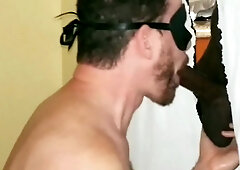 Monster BIG BLACK COCK with low Dangling Ballsack Deeply Breeds my Gullet at my Gloryhole