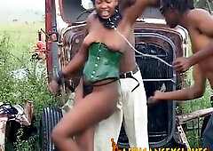 Kinky black slaves getting into some submissive action