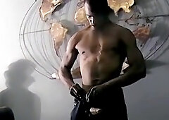 dark-hued amateur thug jerks his thick monster cock and cums