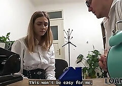 LOAN4K. Rough sex with a young student on the table