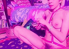 Nude smokin' in the pink room