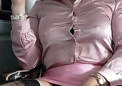 Crossdresser Holly loves to show her panties