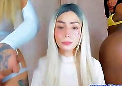 Wild Shemale Plays Two Cocks