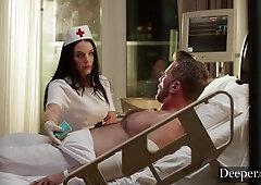 Slutty nurse Angela White makes him wanna stay after anal smash