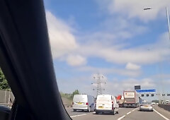 Flashing On The Highway Spreading My Legs And Touching Pussy