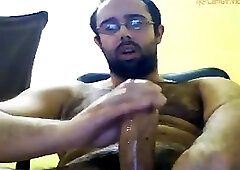 Hairy jacker packing the thick dong