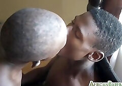 Skinny African amateur twink gets fucked in black asshole