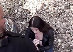 This babe sucks his knob and this chab helps her about the car. Outdoor oral pleasure clip.Cum in throat ending.