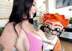 I got Selina Garcia ebony hair large breasts on her knees for oral-job tugjob then standing doggy