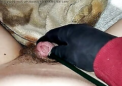 Sissy Sticking a entire large pencil inside your cock