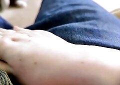 ASMR rubbing cock through jeans slowly