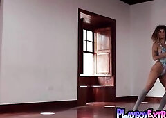 Tiny titted stripped latin dancer shaking her bubble ass