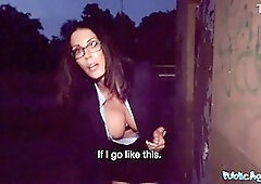 Shay Sight's MILF teacher gives a deepthroat POV blowjob in public