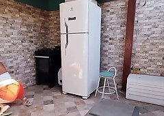 Nasty neighbour is tidying her area with her large booty to tempt me!