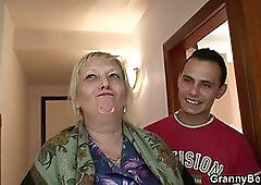 Freckles big tits granny riding his cock