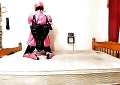 Trying out the recent armbinder thongs and fresh maid suit this day... and some constricted pvc shorts I poured A535 into the crotch to keep my chasti