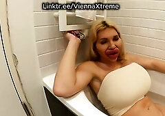 Bimbo Beauty talks to her BF in Bathtub after Plastic Surgery