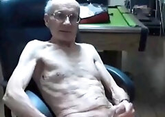 Skinny Grandpa Strokes Solo